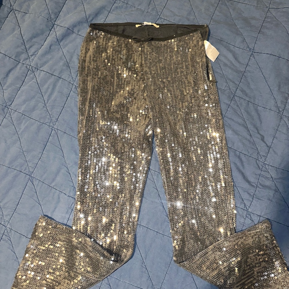 UO Sequin Silver Pants